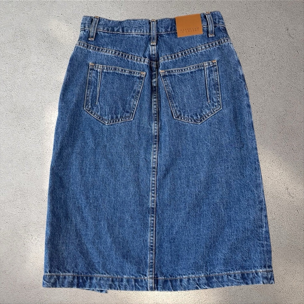 DEREK LAM 10 CROSBY Aine Asymmetrical Denim Skirt in Canal Sz 25 NWT - Picture 9 of 11